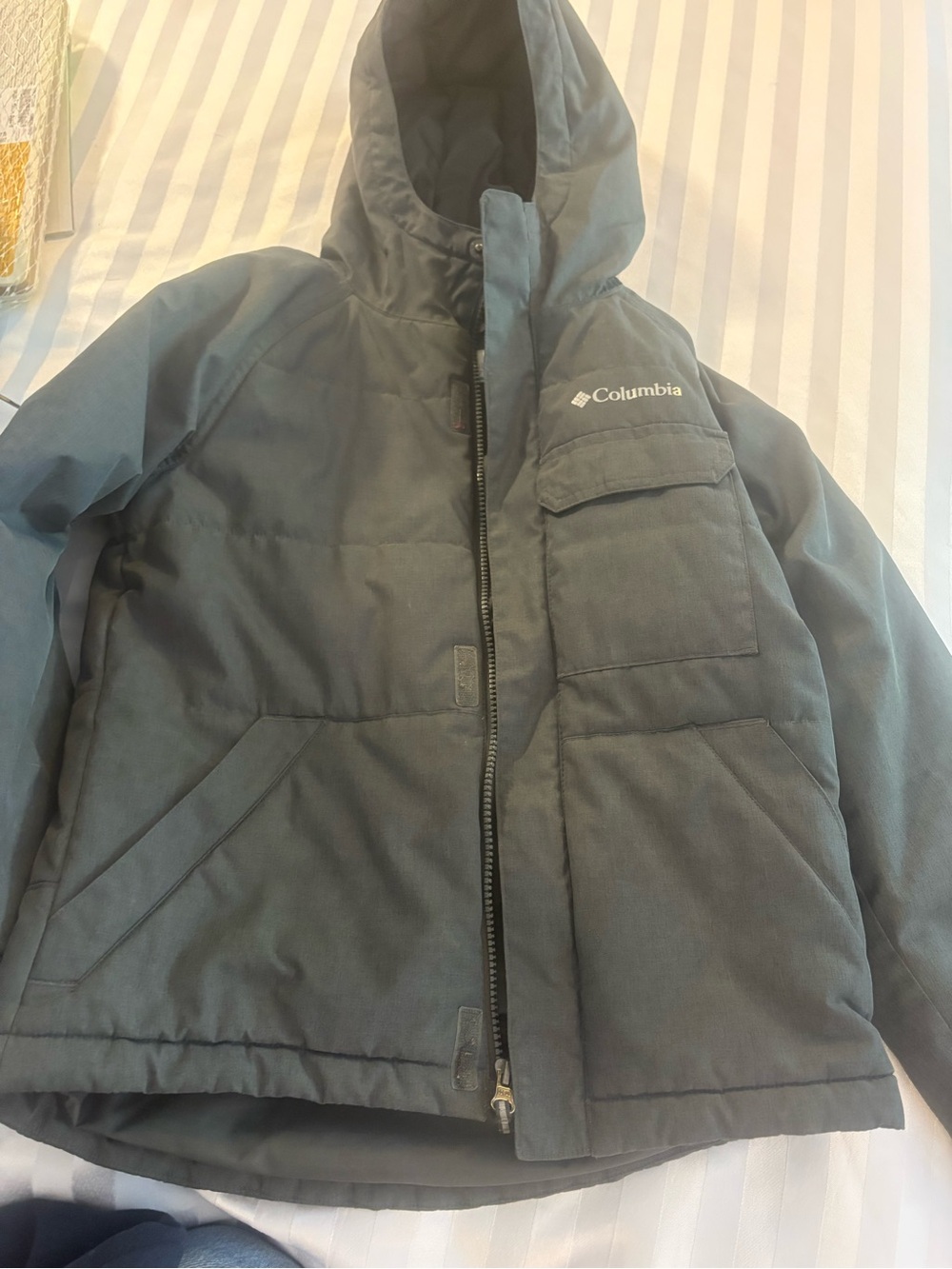 Columbia Kids Hooded Puffer Jacket in Dark Green